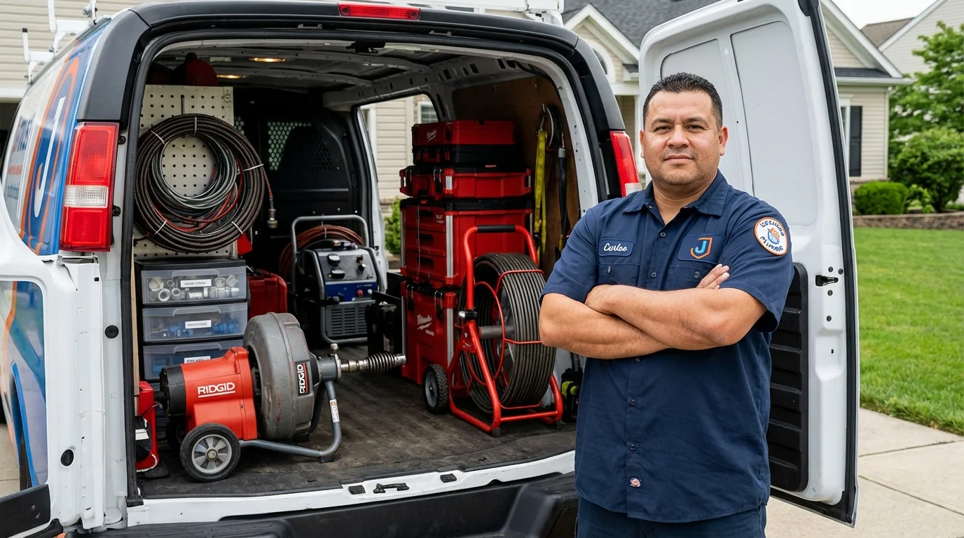 Professional drain cleaning equipment and Johns Plumbing LLC plumber in West Fork