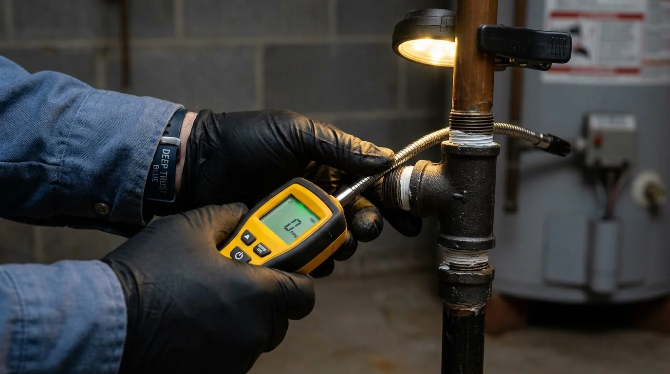 Gas leak detection with electronic sniffer by Johns Plumbing LLC in West Fork